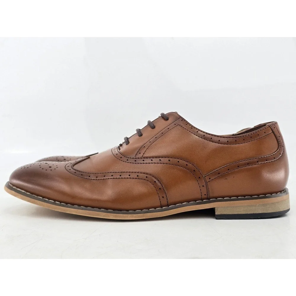 Stacy Adams Wingtip Oxfords Mens 6 Brown Brogue Dress Shoes -Good
